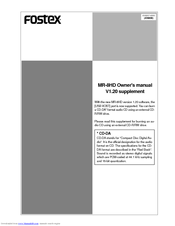 Fostex MR-8HD Owner's Manual