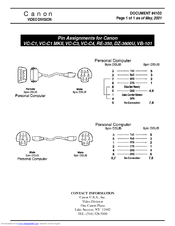 Canon VC-C4 Pin Assigments Manual