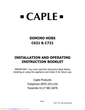 Caple DOMINO C721 Installation And Operating Instruction Booklet