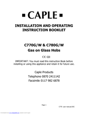 Caple C770G/W Installation And Operating Instruction Booklet