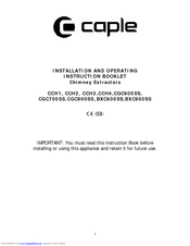 Caple CCH1 Installation And Operating Instruction Booklet