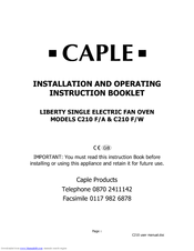Caple LIBERTY C210 F/W Installation And Operating Instruction Booklet