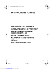 Caple C126F Instructions For Use Manual