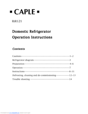 Caple RiR121 Operation Instructions Manual