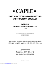 Caple WDI1210 Installation And Operating Instruction Booklet