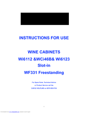 Caple WCi46B Instructions For Use Manual