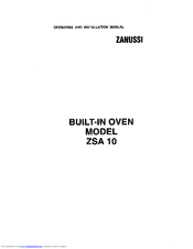 Zanussi ZSA 10 Operating And Installation Manual