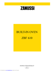 Zanussi ZBF 610 Instruction Booklet
