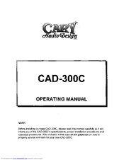 Cary Audio Design CAD-300C Operating Manual