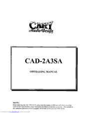 Cary Audio Design CAD-2A3SA Operating Manual