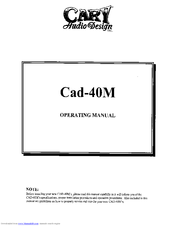 Cary Audio Design CAD-40M Operating Manual