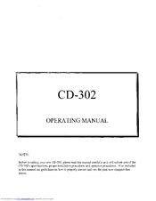 Cary Audio Design CD-302 Operating Manual