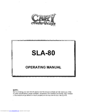 Cary Audio Design SLA-80 Operating Manual