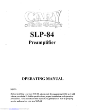 Cary Audio Design SLP-84 Operating Manual