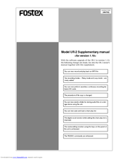 Fostex UR-2 Supplementary Manual