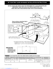 Frigidaire FRS300ESC Installation Instructions Manual