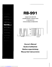 Rotel RB-991 Owner's Manual