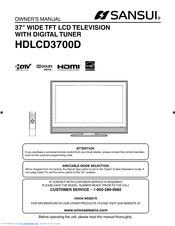 Sansui HDLCD3700D Owner's Manual