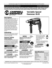 Campbell Hausfeld DG190600CK S Operating Instructions And Parts Manual