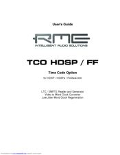 RME Audio TCO HDSP/FF User Manual