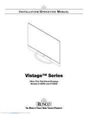 Runco VISTAGE V-63HD Operation Manual