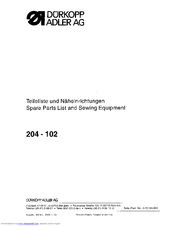 Duerkopp Adler 204-102 Spare Parts