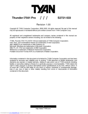TYAN Thunder i7501 Pro S2721-533 Manual