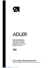 Duerkopp Adler 366 Operating Instructions Manual
