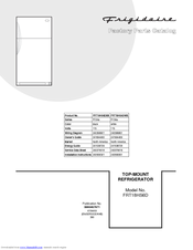 Frigidaire FRT18HS6D Factory Parts Catalog