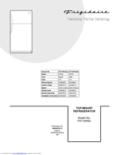 Frigidaire FRT18P6CW2 Factory Parts Catalog