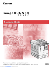 Canon IMAGERUNNER 2010F Facsimile Manual