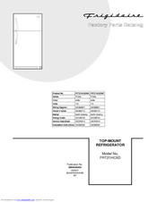 Frigidaire FRT21HC5DW7 Factory Parts Catalog