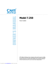 Cary Audio Design Model 7.250 Owner's Manual