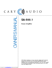 Cary Audio Design SA-500.1 Owner's Manual