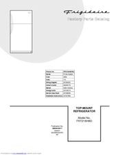 Frigidaire FRT21BH8DW3 Factory Parts Catalog