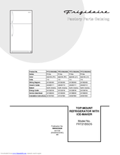 Frigidaire FRT21BSDSK2 Factory Parts Catalog