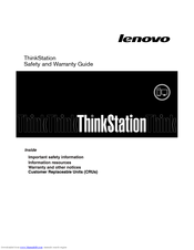 Lenovo ThinkStation D20 Safety And Warranty Manual