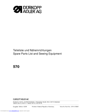 Duerkopp Adler 570 Spare Parts