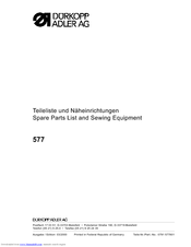 Duerkopp Adler 577 Spare Parts