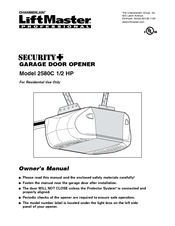 Chamberlain LiftMaster Professional Security+ 2580C Owner's Manual