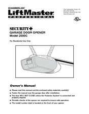 Chamberlain LiftMaster Security+ 2500C Owner's Manual