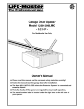 Chamberlain 1280-298LMC - 1/2 HP Owner's Manual