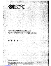 Duerkopp Adler 975-1-1 Spare Parts
