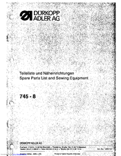 Duerkopp Adler 745-8 Spare Parts