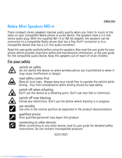 Nokia MD-4 - Portable Speakers User Manual