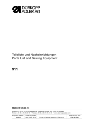 Duerkopp Adler 911 Parts List