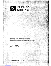 Duerkopp Adler 971 Spare Parts