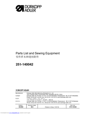 Duerkopp Adler 251-140042 Parts List