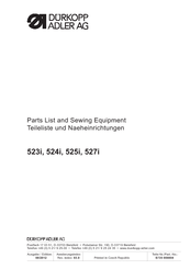Duerkopp Adler 527i Parts List
