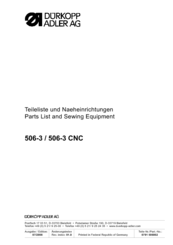 Duerkopp Adler 506-3 CNC Parts List